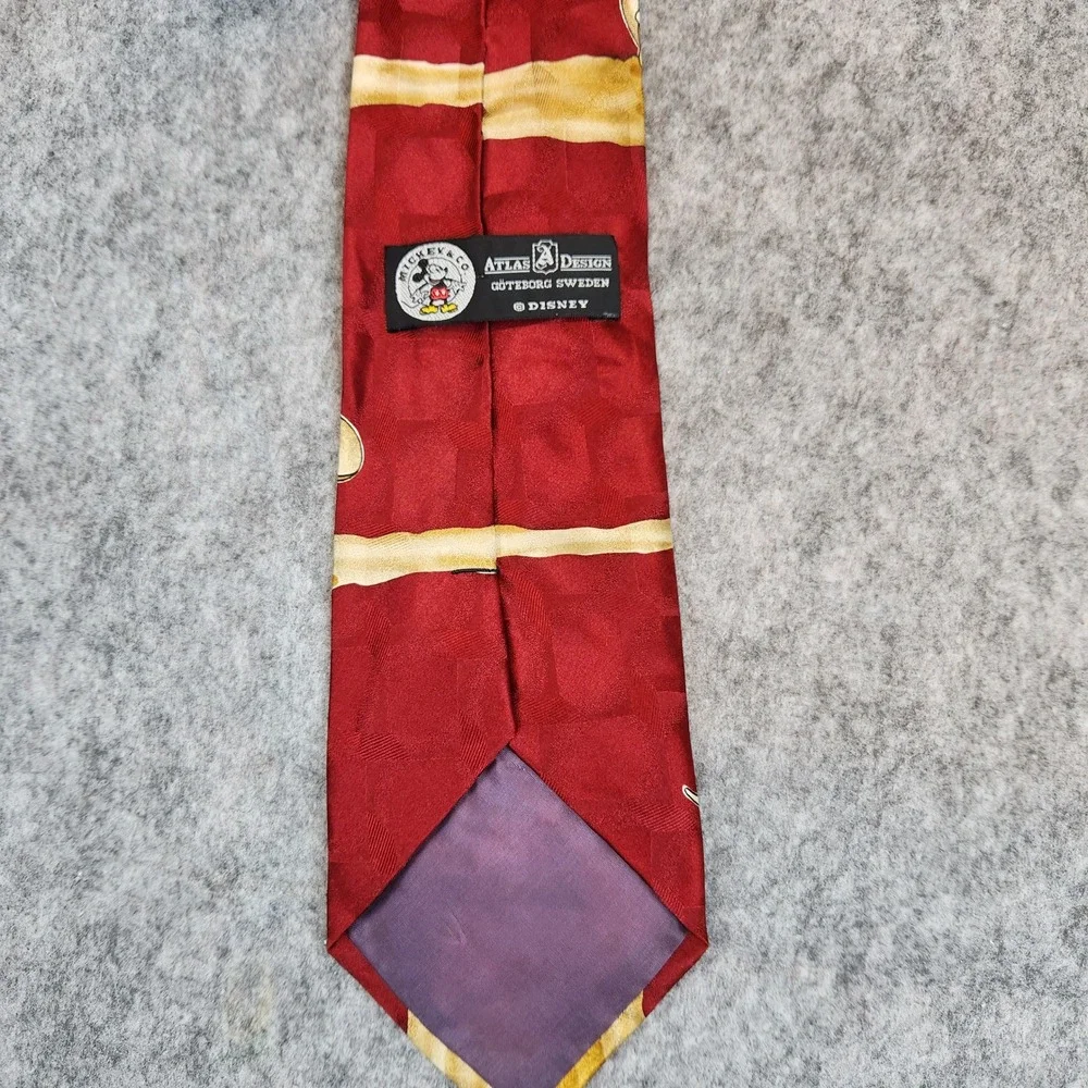 Disney Mickey Necktie Men OS Red Vintage Silk Mickey Goofy Donald Duck Horse 90s